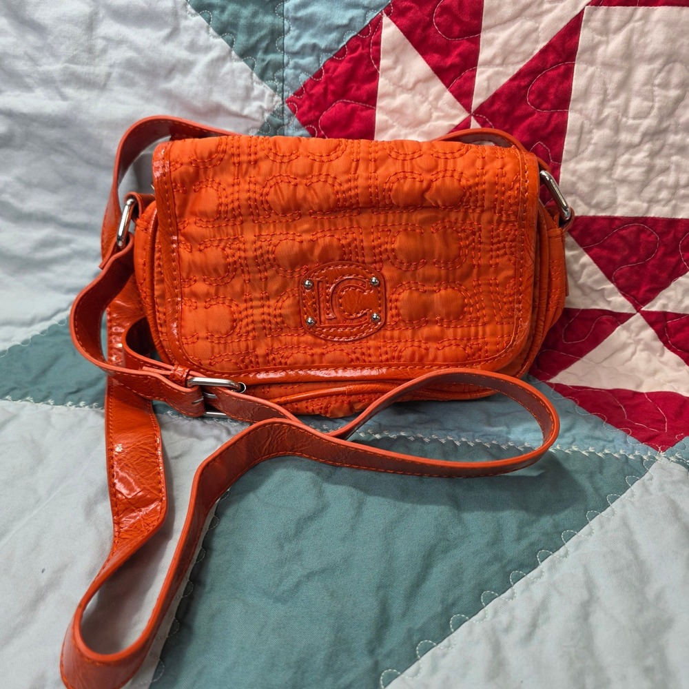 Liz Claiborne Orange Quilted‎ Nylon Crossbody Bag Small Messenger Purse NWOT